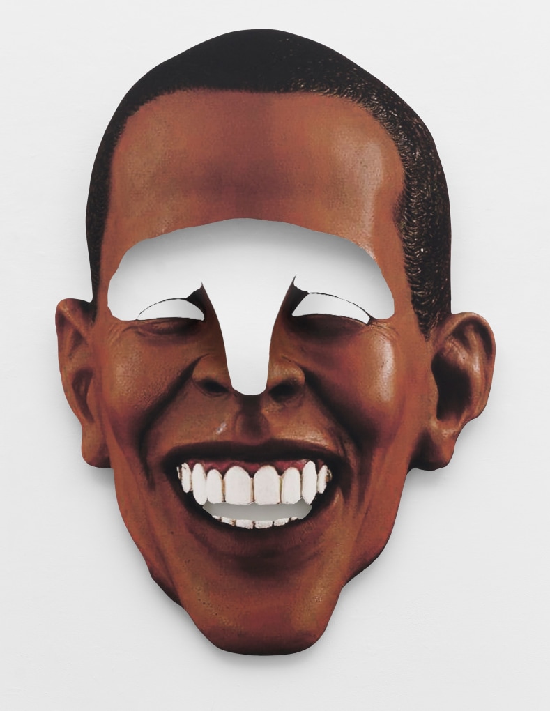 POPE.L  Title Unknown (Obama head metal cutout) 2023