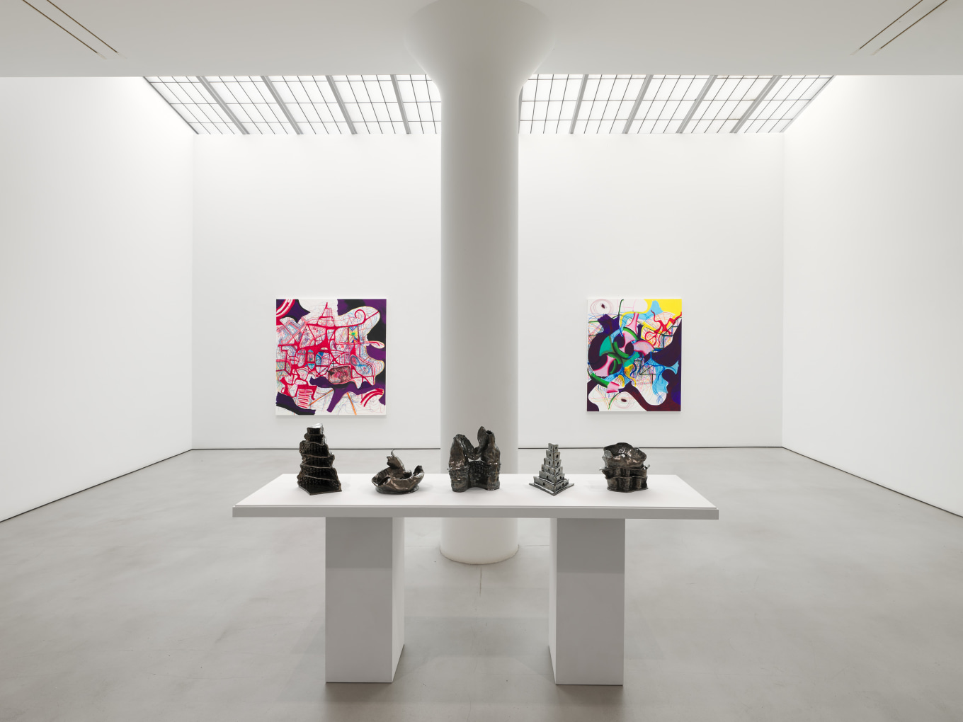 Joanne Greenbaum Installation view of Scaffold at Mitchell-Innes & Nash, New York, 2024