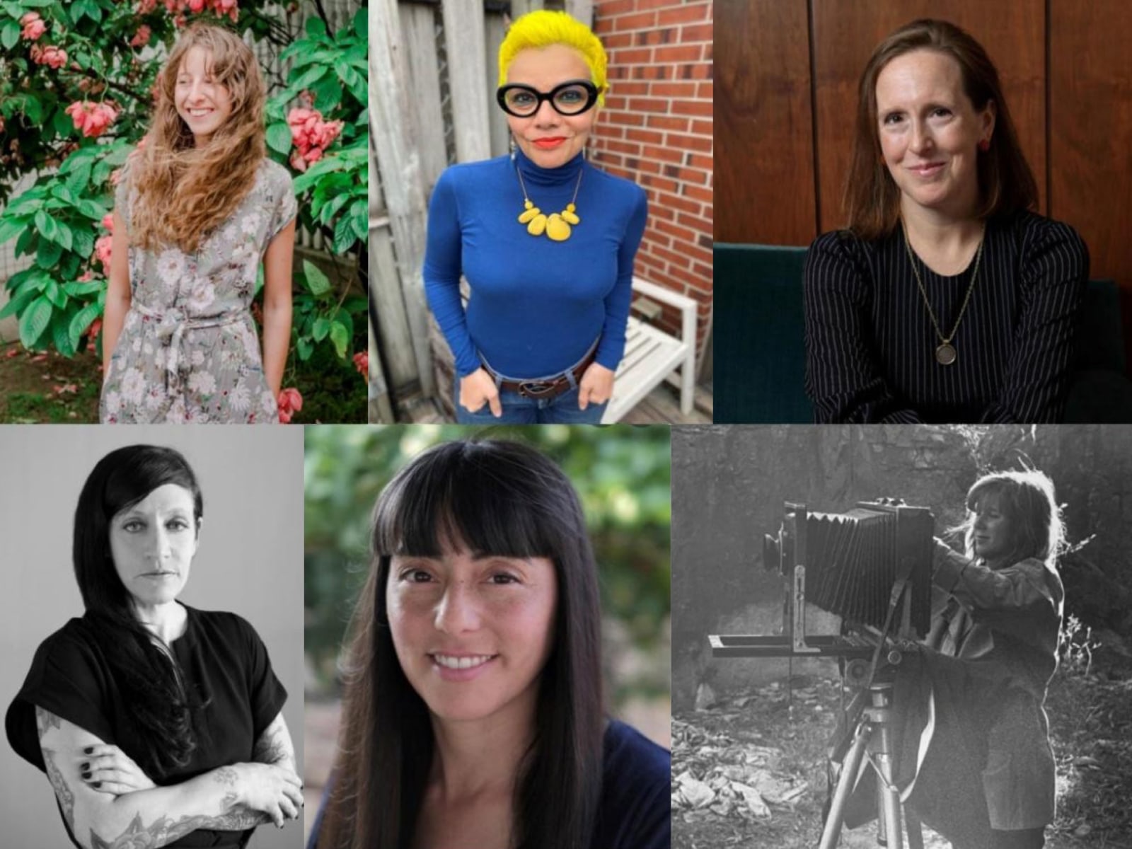 Six images of various women who are featured in the AIPAD Talks series on AIPAD's Youtube channel.