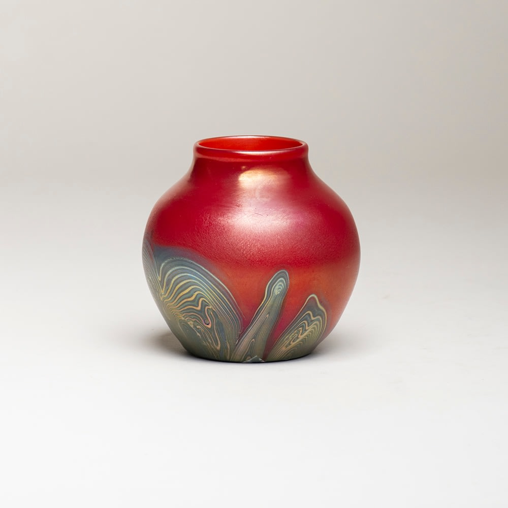 Decorated Red Cabinet Vase