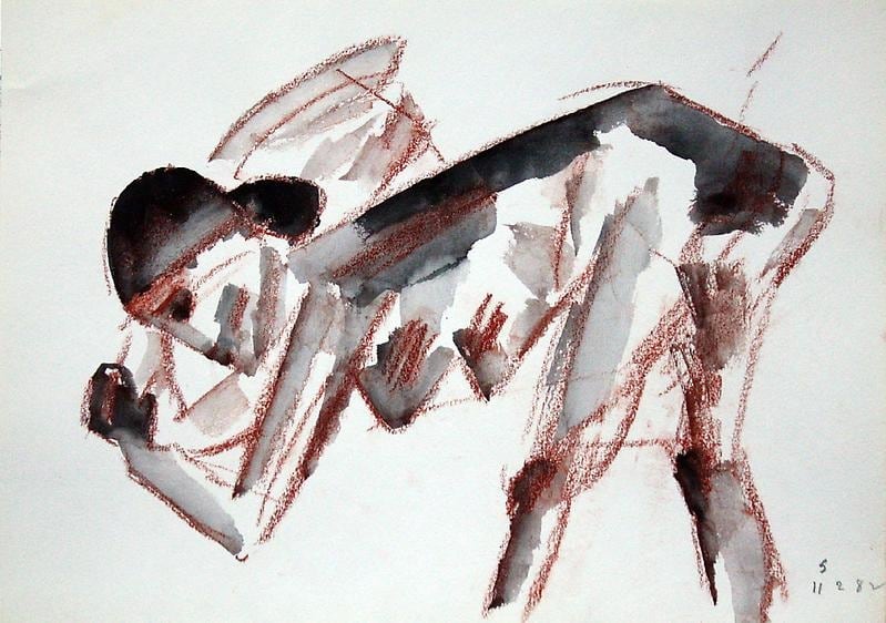 Somnath Hore RUST SERIES 7 1982 Watercolor and crayon on paper 10 1/8 x 14 1/4 in.
