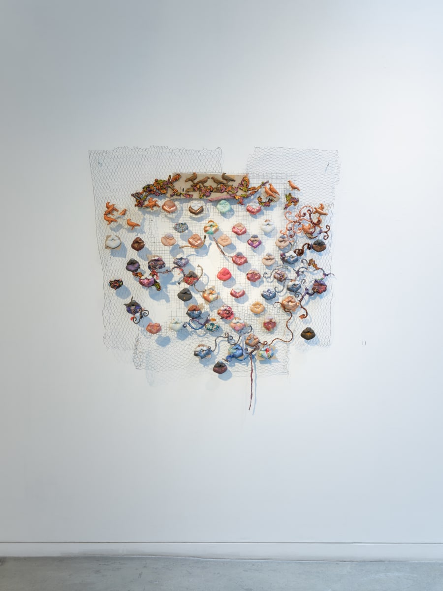 Ruby Chishti You Read And Write History, We Make And Live It 2020 Wire mesh, cardboard, fabric, polyester, thread, spicy clay, paint 42h x 45w in
