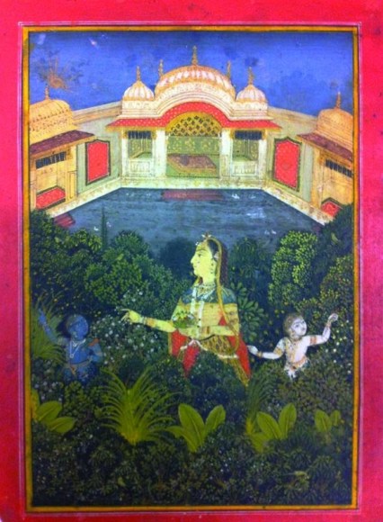 India, Mugul Opaque watercolor heightened with gold on paper 18th Century 8 x 5 in.