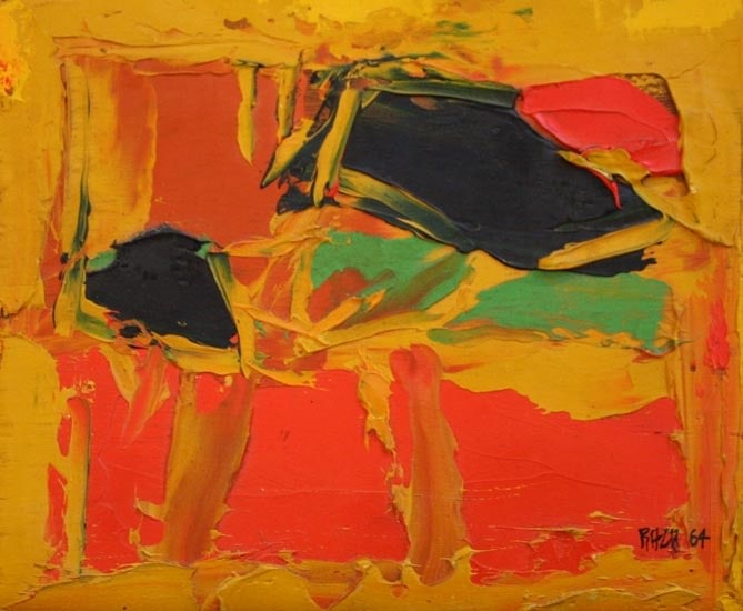 S.H. Raza UNTITLED 1963 Oil on board 7 x 8 in. SOLD