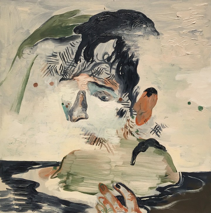 Salman Toor Humiliated Ancestor #3 2016 Oil on panel 14 x 14 in.
