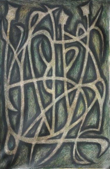 Sadequain THREE STANDING FIGURES 1978 Oil on canvas 72 x 48 in.