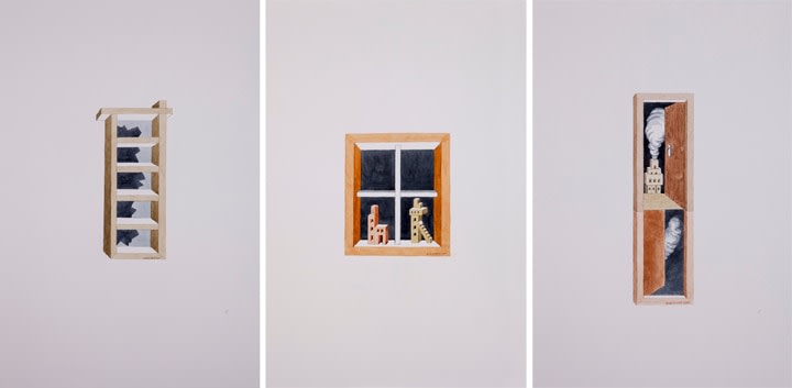 Gigi Scaria Slashes on the Wall (Triptych), 2017 Watercolor on paper 30.50 x 67.50 in