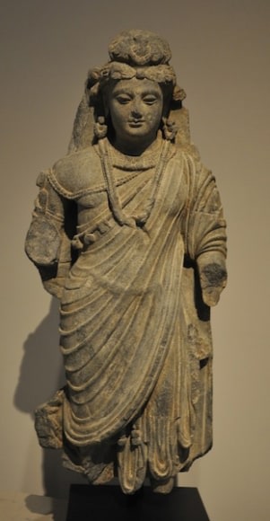 Bodhisattva Ancient Region of Gandhara, Kushan Period 2nd/3rd Century Schist Height: 20 in.