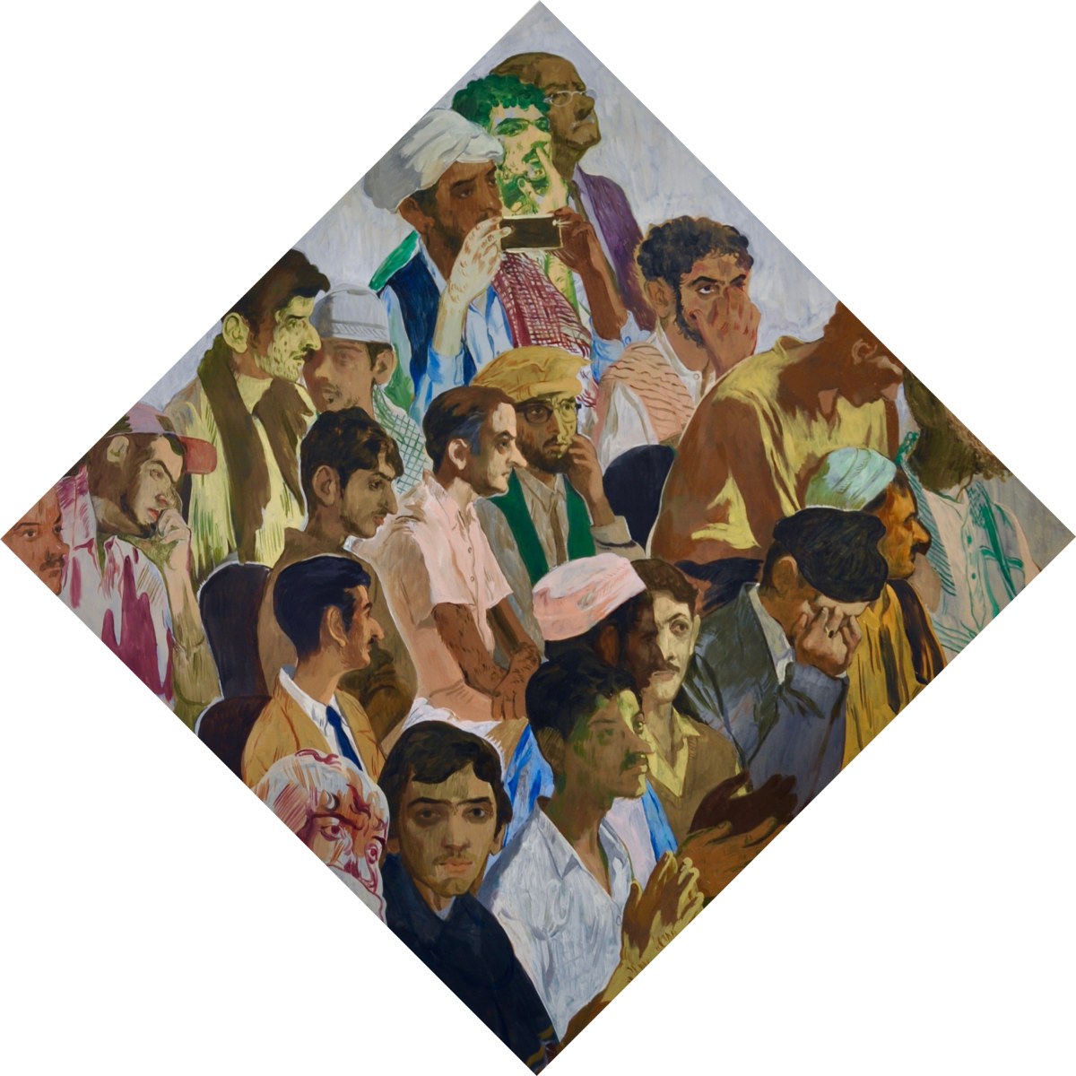 Salman Toor, Male Audience, 2018, Oil on panel, 30 x 30 in