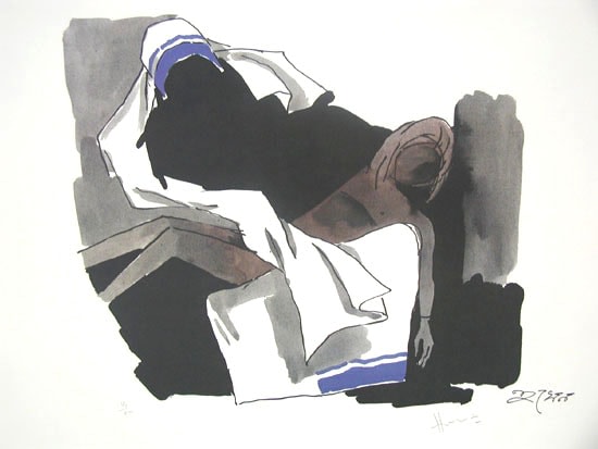 M. F. Husain Mother Theresa Holding the Child 17 x 22 in. Signed Serigraph Estimate - $1,500 - $2,500