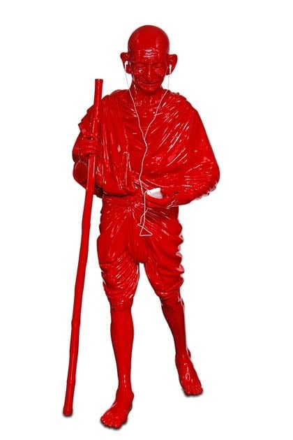 Debanjan Roy India Shining V (Gandhi with Stick and iPod), 2012 Aluminum and automotive paint 66h x 32w x 66d in