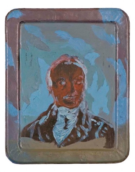 Ahmed Ali Manganhar NEGATIVE PORTRAIT Acrylic on slate 10 x 8 in.
