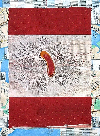 Talha Rathore SEEKING, SEEPING, SPREADING V 2007 Gouache on Wasli 15 x 11 in. SOLD
