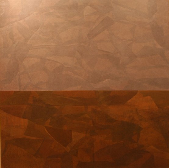 Yogesh Rawal BIRDS EYE VIEW 2006 Tissue paper, cellulose & synthetic resin on wood 48 x 48 in.