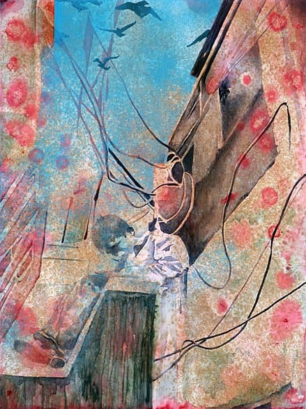 Nitin Mukul Minute Old Migrant, 2008 Oil, acrylic and tea stain on canvas 48h x 36w in