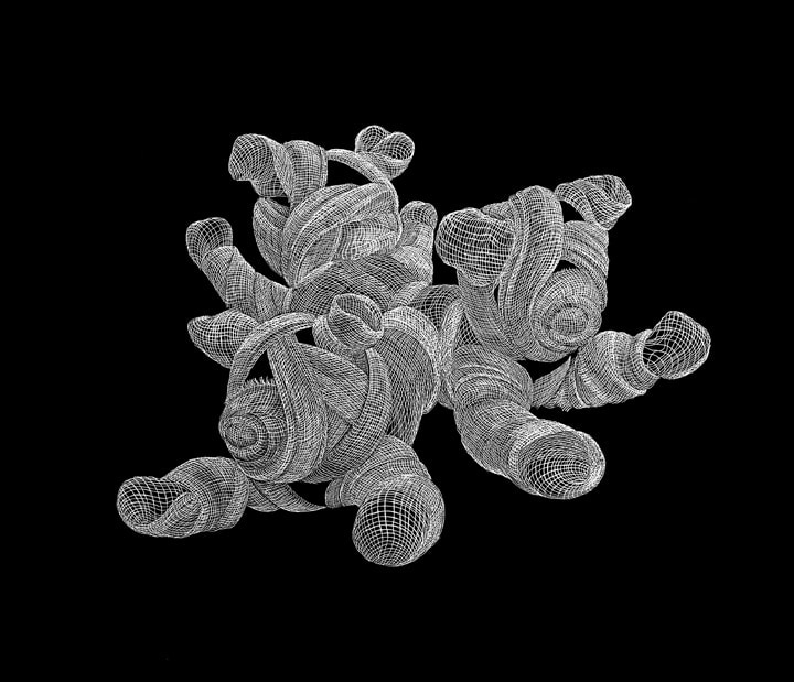 Adeel uz Zafar THREE HEADED CUB (DRAWING APPENDAGES SERIES) (Ed. of 25) 2013 Etching on Velin Arches 300gsm paper 10 x 11.75 in.