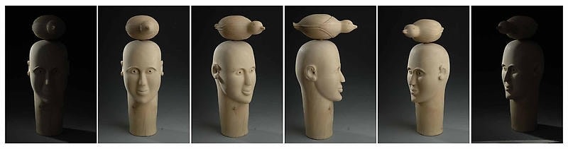 Mayyur Gupta THIEF II 2007 - 08 Wood 23.5 x 8.5 x 13 in. UNAVAILABLE (Multiple views of the same sculpture)