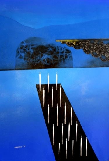 Partha Shaw 19 CANDLES AT THE SEA 2006 Acrylic on canvas 50 x 40 in.