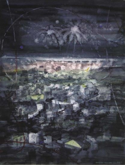Indrapamit Roy FIREWORKS 2006 Watercolor on paper 23 x 18 in.