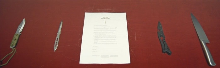 Simon Tegala MURDER WITH IMPUNITY 2010 Stainless steel and ink on paper Dimensions variable
