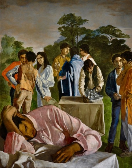 Salman Toor Garden Party 2018 Oil on canvas 39 x 31 in.