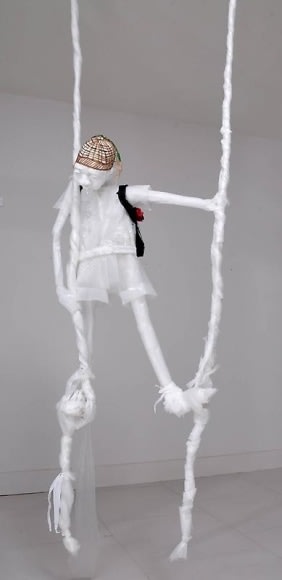 Khalil Chishtee LIFE GOES ON III 2009 Black and white trash bags, 100 x 30 x 12 in.