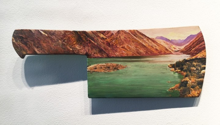 Adeela Suleman I Will Meet You by the Water 12 2017 Metal cleaver with enamel paint and hardener 5.5 x 12.5 in.