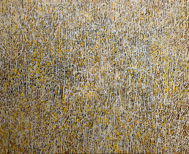 G. R. Iranna Eternal Forest, 2017 Acrylic and ash on tarpaulin 54 in