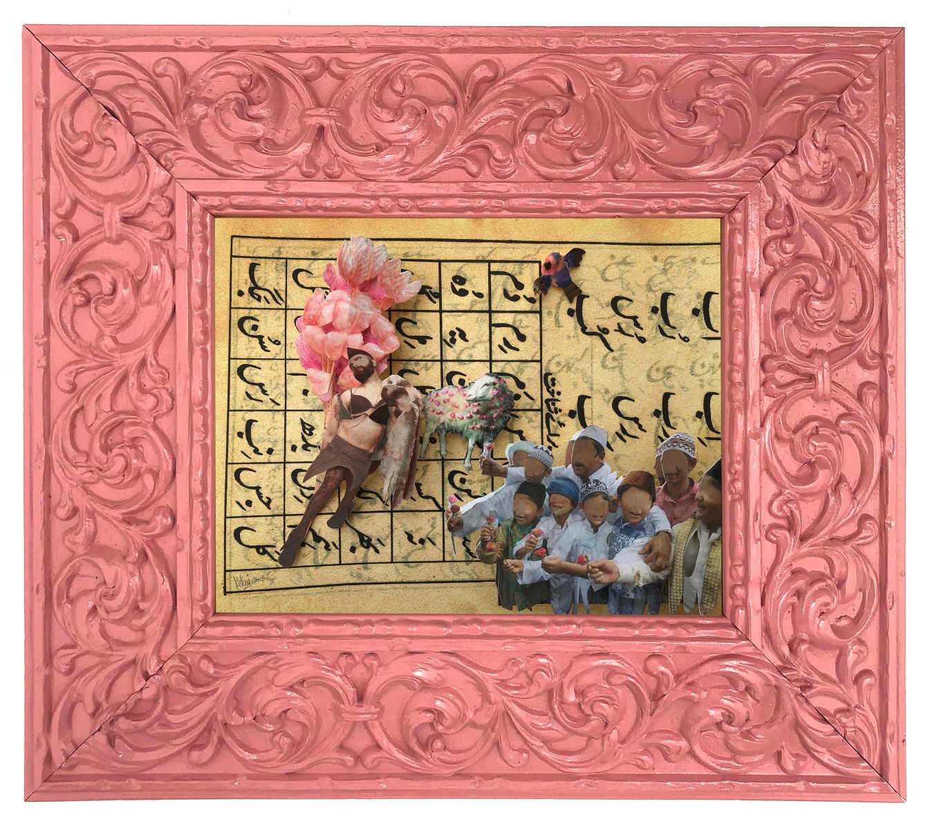 Mohsin Shafi, Queen and All the Lovers, 2018, Hand-cut mixed media collage, 4.50 x 6 in