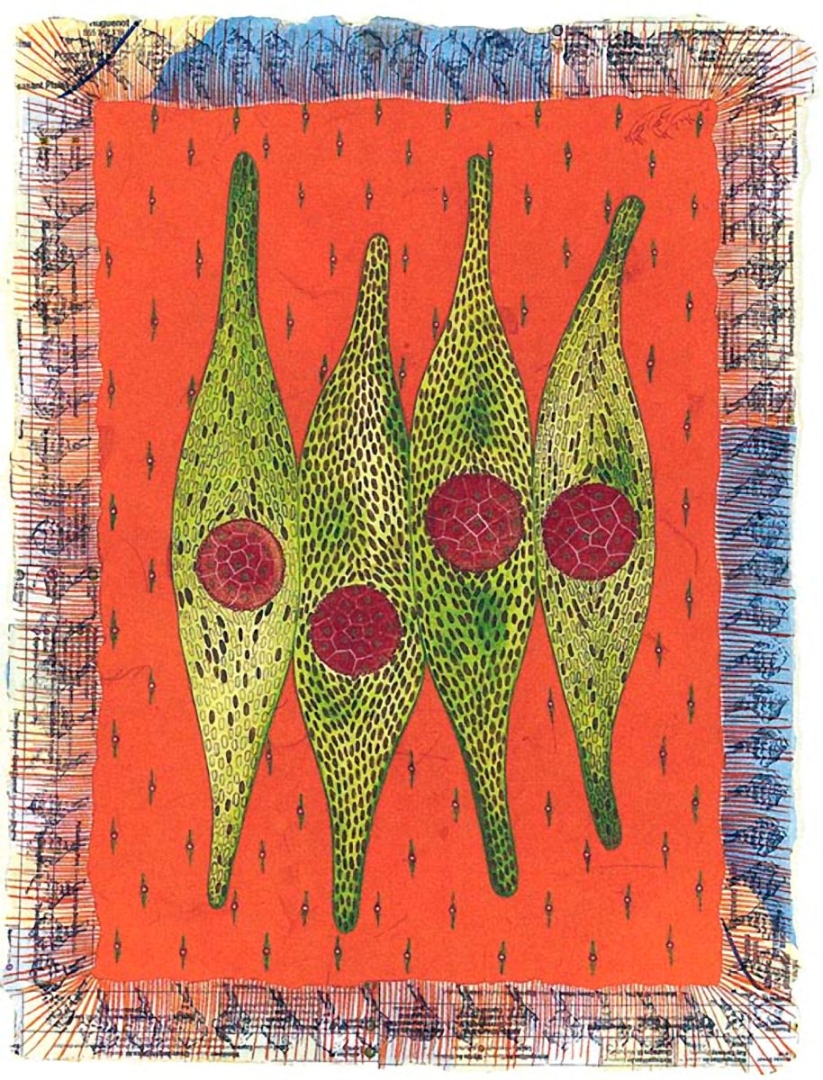Talha Rathore A Hundred Suns III 12 x 9 in. Gouache and block print on wasli 2006 Estimate - $4,000 - $7,000