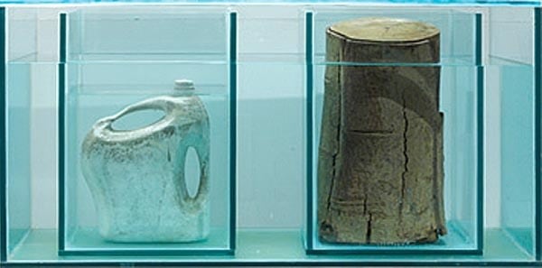 Atul Bhalla THOUGHT 2007 Installation in Yamuna sand, cement, water, gravel and glass 48 x 36 x 18 in.