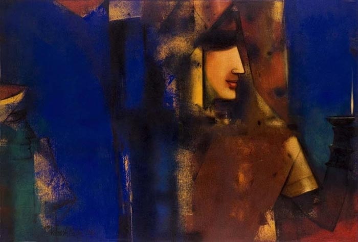 Paresh Maity PUJARINI 2006 Oil on canvas 48 x 72 in.