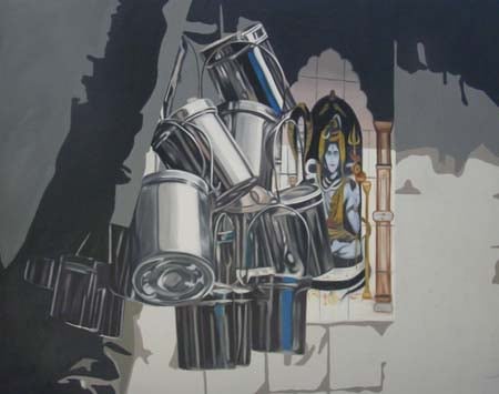 Subodh Gupta UNTITLED 2005 Oil on canvas 75 x 102 in. NFS