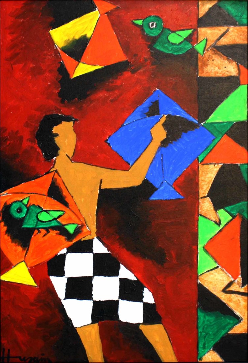 M. F. Husain KITE FESTIVAL 2004 Acrylic on canvas 36 x 24 in.