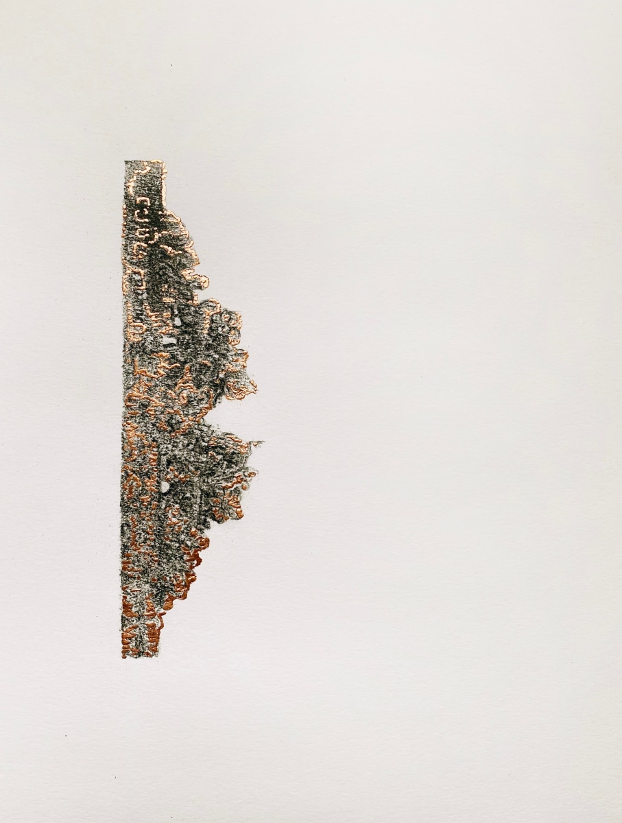 Najmun Nahar Keya Corinthian Dhaka (8) Charcoal, graphite, rabbit skin glue, copper, on Fabriano archival paper 11 x 14 in. 2019