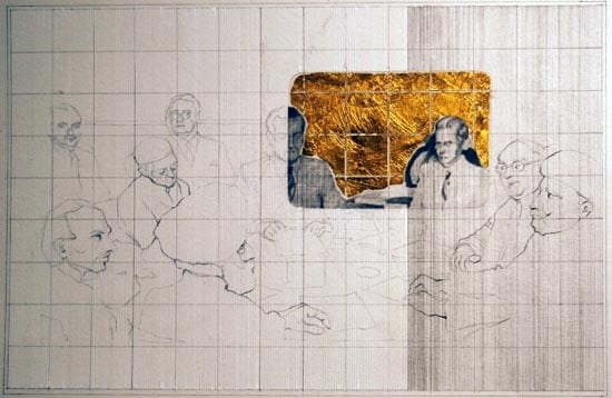 Hasnat Mehmood UNTITLED II 2007 pencil, gouache and gold leaf on paper 20 x 30 in. SOLD