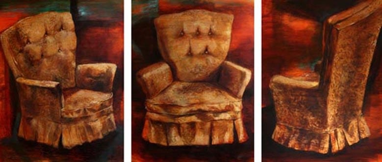 Indrapramit Roy THE THREE GRACES (ARMCHAIR PORTRAITS) 2006 Acrylic on canvas 48 x 36 in.