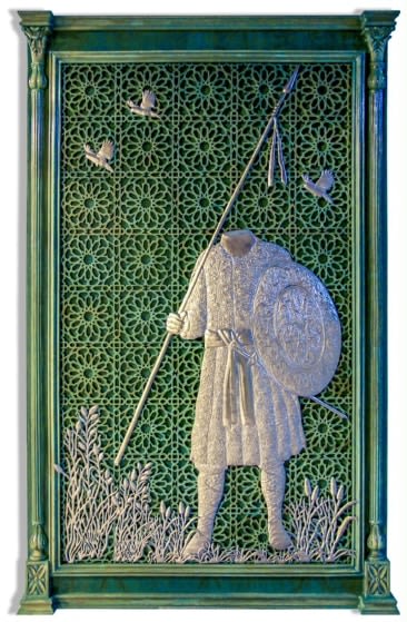 Adeela Suleman WHAT DREAMS MAY COME, 2016 Wood carving and steel 74 x 45 x 3.5 in