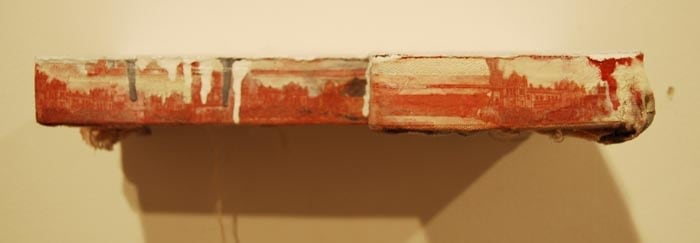 Saad Qureshi WHAT IS IT ALL FOR? 2010 Oil and banknotes on canvas 1.5 x 12 x 7 in.