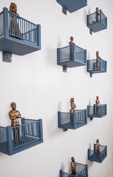 Gigi Scaria Trial (Detail View) 2017 Bronze and plastic 7 x 4 x 5 in. (x12)