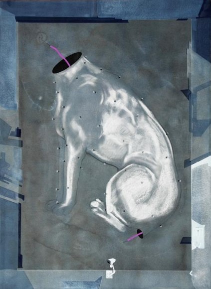Anandajit Ray REMAKE 2009 Watercolor, gouache, aquarelle pencil, dry pastel on paper 41 x 30 in.