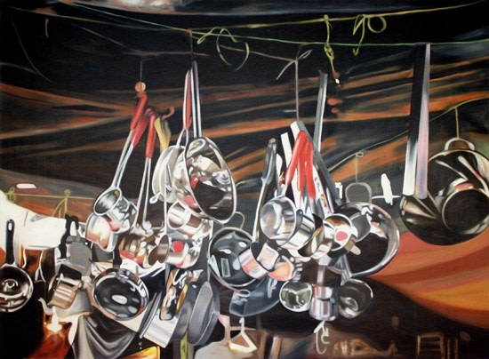 Subodh Gupta UNTITLED (POTS AND PANS) 2004 Oil on canvas 65 x 90 in. SOLD