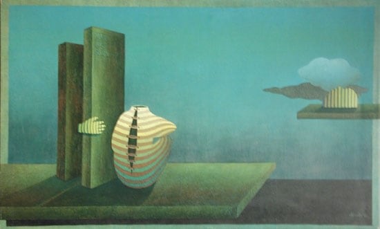Viren Tanwar MAN WAS BORN 1980 Oil on canvas 34 x 56 in.