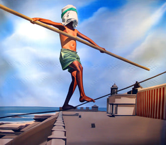 Shibu Natesan, At Kanyakumary, 2006, Oil on canvas, 72 x 84 in