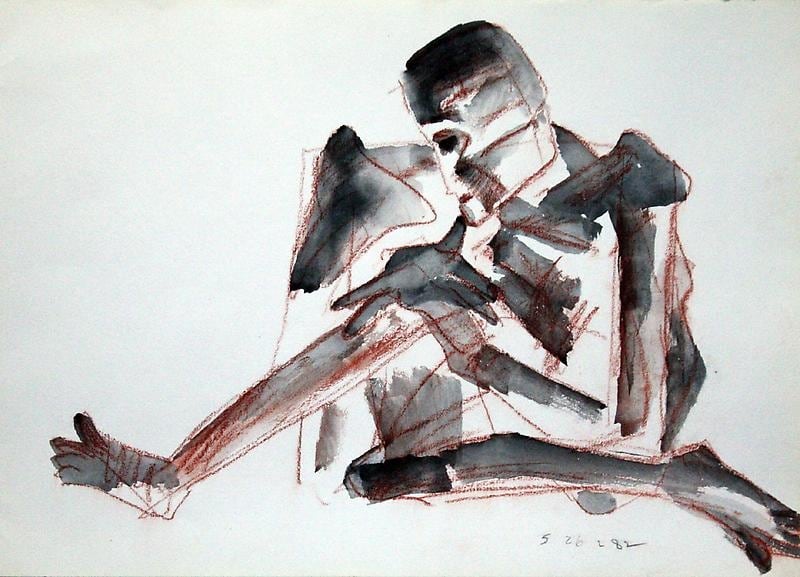 Somnath Hore RUST SERIES 21 1982 Watercolor and crayon on paper 10 1/8 x 14 1/4 in.