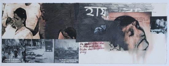 Sanchayan Ghosh A RED INDIAN GHOS(H)T IN NEW YORK - EPISODE 1-E 2007 Inkjet print & drawing on somerset paper (a book folio with three epsiodes with seven pages each) 8 x 22 in.