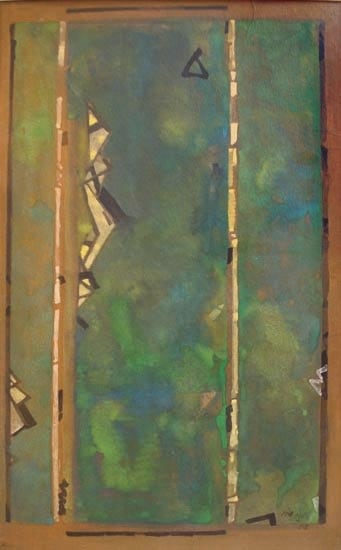 Ganesh Haloi VERDANCY 3 Tempera on board 30 x 18 in.