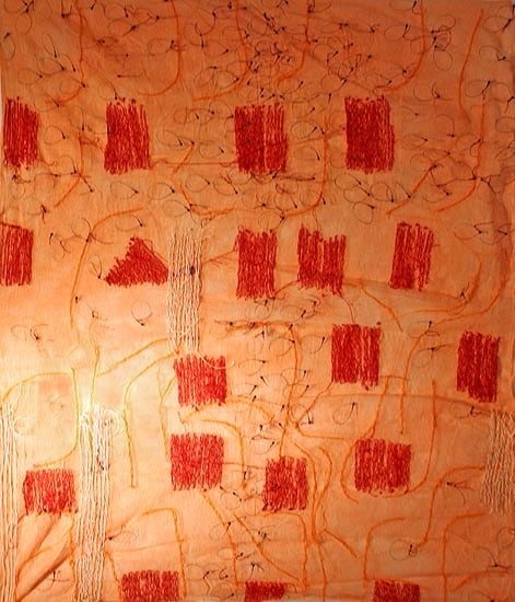 Smriti Dixit KRISHNA KRISHNA 17 2006 Mixed media on fabric 48 x 39 in.