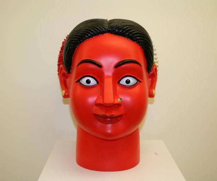 Ravinder Reddy HEAD 4 2004 Polyester, resin and fiberglass, painted and gilded 18 x 20 x 12 in.