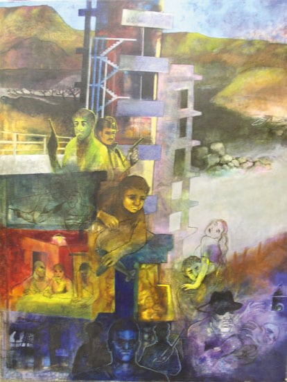 Shrilekha Sikander NEW COLONIES Oil on canvas 57 x 45 in.